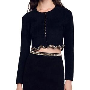 Jendal Embellished Scalloped Crop Cardigan